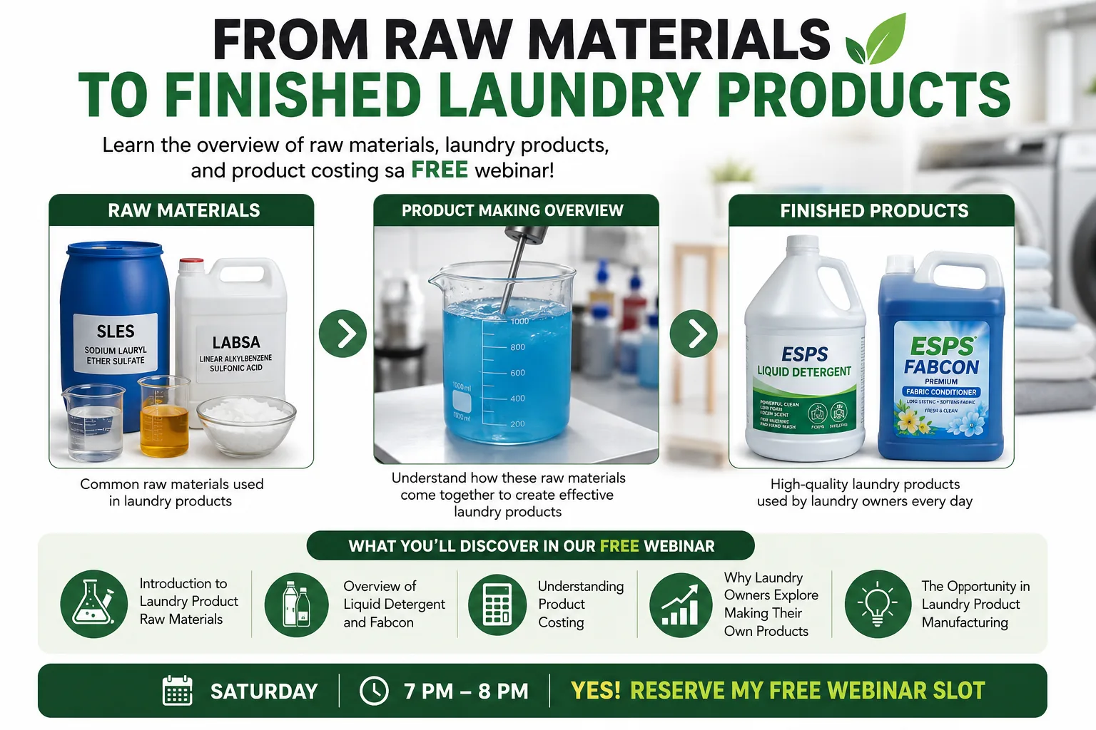 From raw materials like SLES and LABSA to finished laundry products: liquid detergent and fabcon